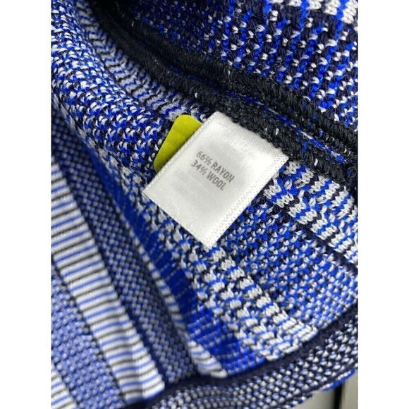 NEW St John Jacket Size 8 Women's Damik Fil Coupé Overcoat In Jaya Blue Multi - Picture 6 of 6